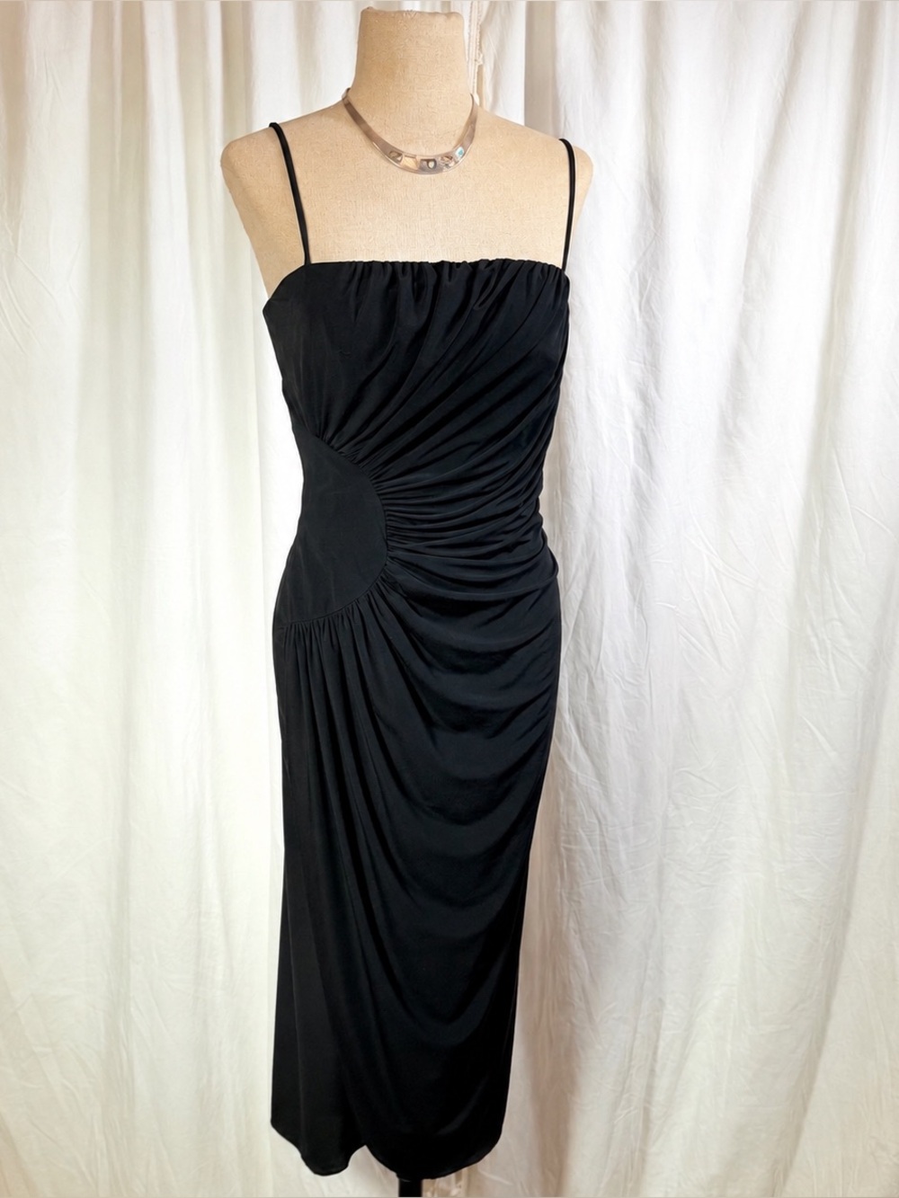 ✨‎ Vintage Rimini Asymmetrical Ruched Black Dress ✨